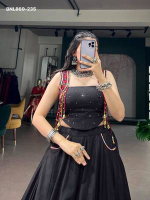 black cotton embroidered lehenga choli 3