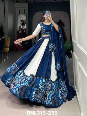 royal blue rayon printed lehenga choli 2