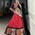 red rayon printed lehenga choli
