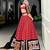 red rayon printed lehenga choli