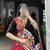 red rayon printed lehenga choli