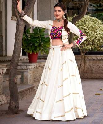 off white rayon embroidered lehenga choli 1