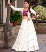 off white rayon embroidered lehenga choli