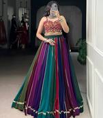 multicolor georgette plain lehenga choli