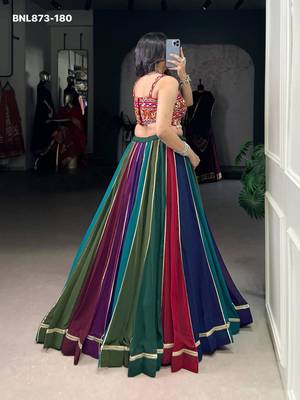 multicolor georgette plain lehenga choli 2