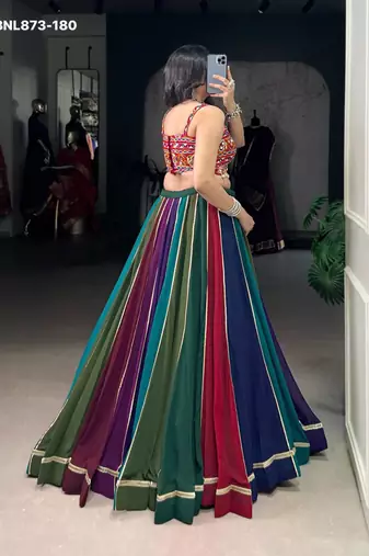 multicolor georgette plain lehenga choli