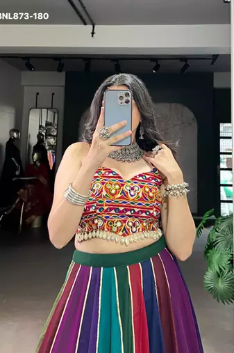 multicolor georgette plain lehenga choli