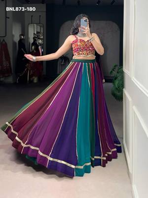 multicolor georgette plain lehenga choli 4