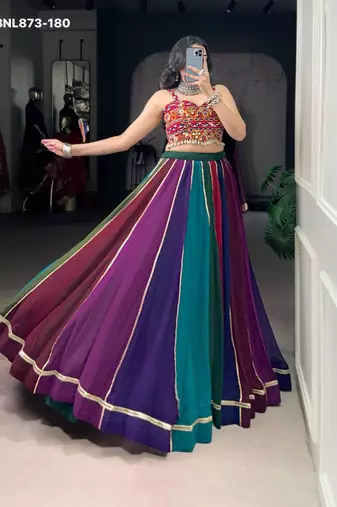 multicolor georgette plain lehenga choli