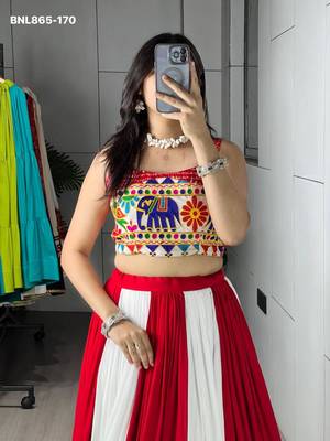 red rayon plain lehenga choli 2