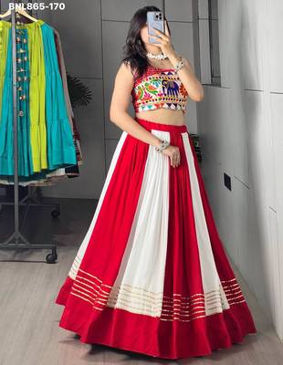 red rayon plain lehenga choli 3