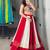 red rayon plain lehenga choli