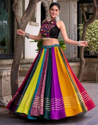 multicolor rayon printed lehenga choli 1