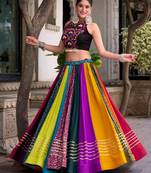 multicolor rayon printed lehenga choli