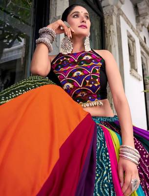 multicolor rayon printed lehenga choli 2