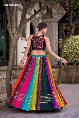 multicolor rayon printed lehenga choli 4