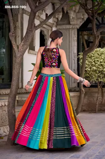 multicolor rayon printed lehenga choli