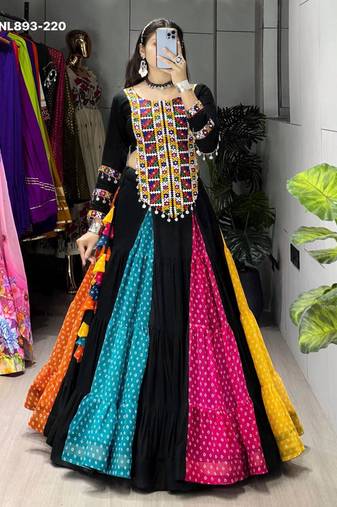 multicolor rayon printed lehenga choli