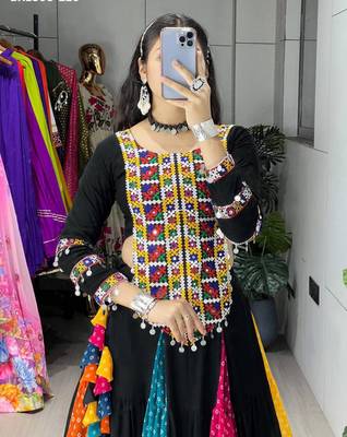 multicolor rayon printed lehenga choli 2