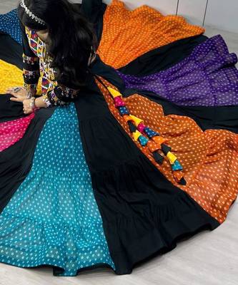 multicolor rayon printed lehenga choli 3
