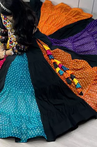 multicolor rayon printed lehenga choli