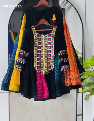 multicolor rayon printed lehenga choli 4