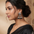 Oxidized silver lotus jhumka earrings with black beads & pearls