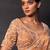 Saffron orange embroidered tissue drape saree set