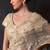 Champagne gold embroidered tissue drape saree set