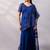 Sapphire blue embroidered organza drape saree set