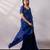 Sapphire blue embroidered organza drape saree set