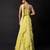Lime green georgette chinon drape saree set