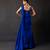 Deep sapphire blue embroidered georgette drape saree set