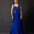 Deep sapphire blue embroidered georgette drape saree set