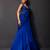 Deep sapphire blue embroidered georgette drape saree set