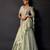 Sage green tissue organza drape saree set