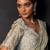 Sage green tissue organza drape saree set