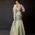 Sage green tissue organza drape saree set