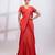 Rust red embroidered chinon drape saree set