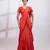 Rust red embroidered chinon drape saree set