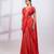 Rust red embroidered chinon drape saree set