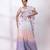 Pink muted lilac embroidered chinon drape saree set