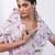 Pink muted lilac embroidered chinon drape saree set