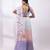 Pink muted lilac embroidered chinon drape saree set