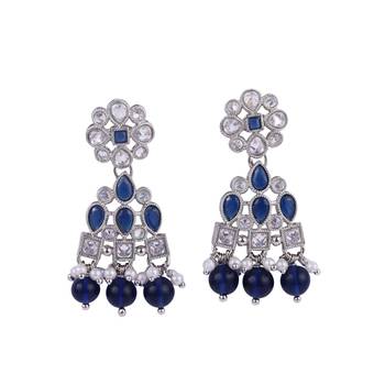 graceful round and leaf shape silver plated dangle earring for women and girls 1