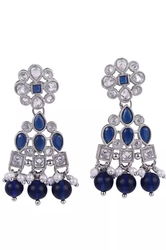 graceful round and leaf shape silver plated dangle earring for women and girls