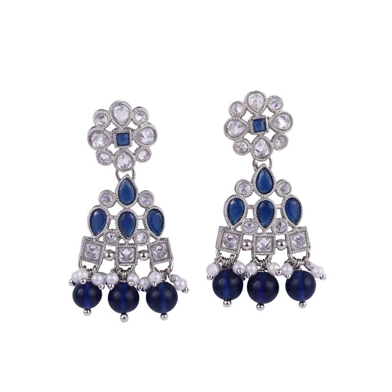 graceful round and leaf shape silver plated dangle earring for women and girls