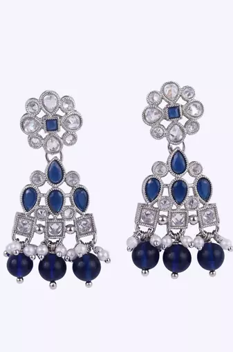 graceful round and leaf shape silver plated dangle earring for women and girls