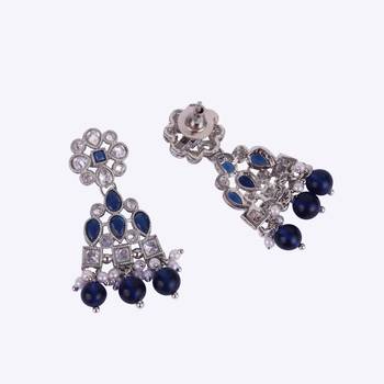 graceful round and leaf shape silver plated dangle earring for women and girls 3
