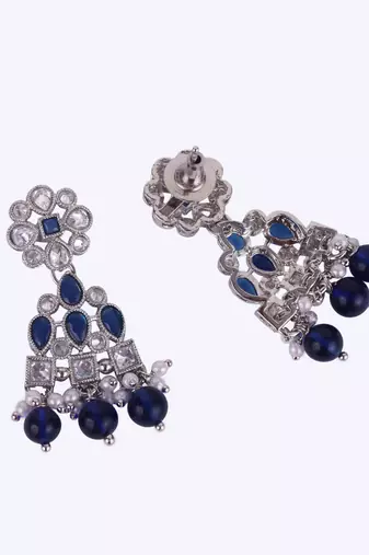 graceful round and leaf shape silver plated dangle earring for women and girls